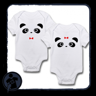 Cuki Pandamacis body/póló szett ikreknek (Pandás iker-szett)