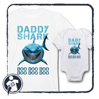 Daddy shark &amp; Baby shark - cuki cápás Apa-fia / lánya szett