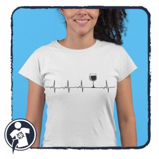 EKG - Bor - vicces női póló (Vicces boros mintájú női póló)