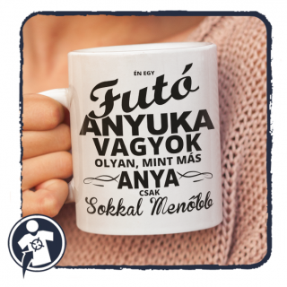 Futó anyuka vagyok... - vicces feliratos fehér kerámiabögre