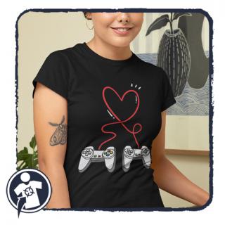 Gamer Love - női póló (Szerelmes kontroller mintájú női póló )