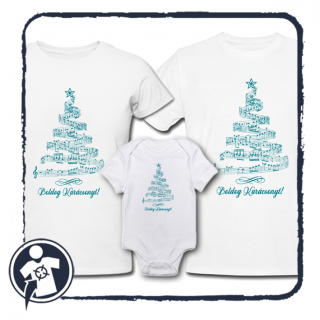 Karácsonyi családi szett - Hangjegyes karácsonyfa mintával - egyedi felirattal ()