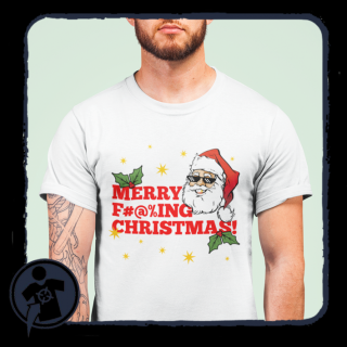 Karácsonyi káromkodós Mikulás aranyfoggal és napszemcsivel - mintájú póló ()