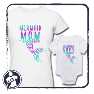 Mermaid Mom &amp; Mermaid Baby  -  Sellős mintájú Anya - Lánya szett ()