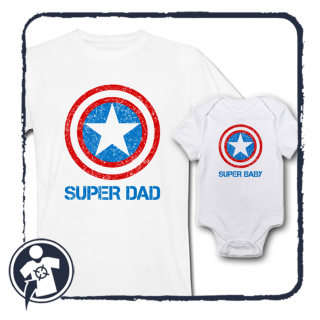 Super Dad - Super Baby - szuperhősös Apa-fia / lánya szett (A)