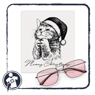 Szemüvegtörlő kendő - Meowy Christmas - cicás karácsonyi mintával ()