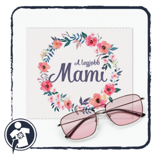Szemüvegtörlő kendő - tavaszi virágkoszorú mintával - A legjobb Mami felirattal ()