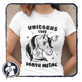 Unicorns love DEATH METAL - feliratos női póló (Vicces)