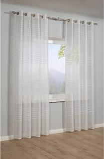 Ringlis függöny fényáteresztő Etamine 3D csíkos fehér 140 x 245 cm