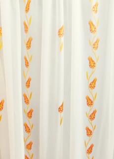Ecrü voila kész függöny nyírt mintával Narancs Tulipán 120x110cm