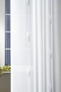 Fehér batiszt kész függöny nyírt szürke mintával Elvira 175x120cm