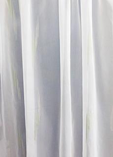 Fehér sable kész függöny halvány zöld-drapp mintával/240x150cm /Cikksz:01150136