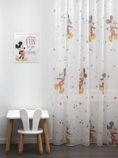 Fehér voila fényáteresztő gyerek függöny Mickey 04 285cm magas