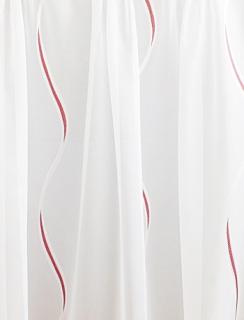 Fehér voila függöny bordó nyírt mintával Hullám méterben 120cm