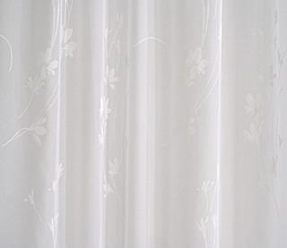 Fehér voila függöny fehér virágos LG-CN06 méterben /Cikksz:01140157
