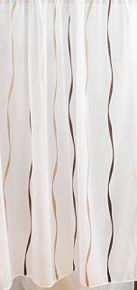 Fehér voila kész függöny barna drapp nyírt mintával H3. 160x200cm