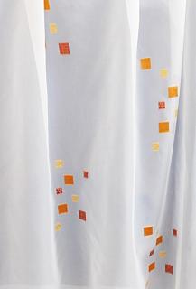Fehér voila kész függöny Cozia narancs terra kockás 140x90cm /Cikksz:01150972