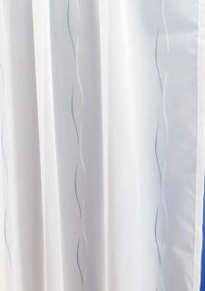 Fehér voila kész függöny kék kicsi hullámos 110x150cm