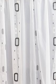Fehér voila kész függöny szürke nyírt mintával Ovál 138x130cm