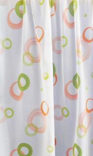 Fehér voila kész függöny zöld narancs karikás 160x150cm /Cikksz:01121013