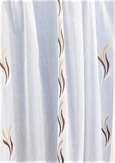 Fehér voila-sable függöny barna drapp nyírt Szirom méterben 150cm