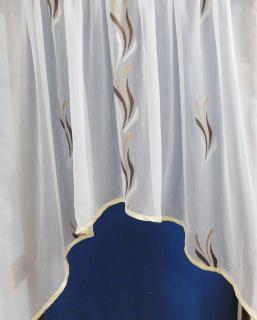 Fehér voila-sable kész függöny barna drapp nyírt Szirom 120x170cm panoráma