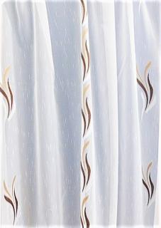Fehér voila-sable kész függöny barna drapp nyírt Szirom 180x400cm