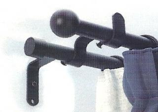 Hajlított dupla tartó 16mm-es rúdkarnishoz fekete