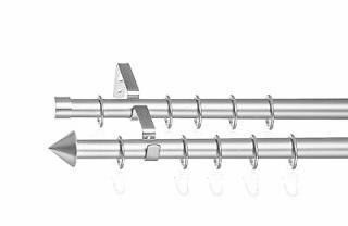 Kétsoros matt króm rúdkarnis garnitúra 120cm Kúp és Kupak hajlított tartóval