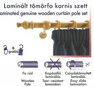 Laminált tömörfa karnis szett natúr 140cm