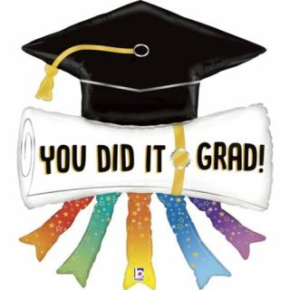 110 cm-es oklevél diploma kalapban You Did it Grad fólia lufi