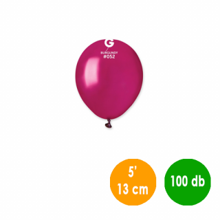 13 cm-es metál bordó gumi léggömb - 100 db / csomag