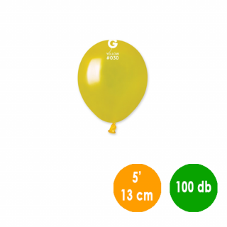 13 cm-es metál citromsárga gumi léggömb - 100 db / csomag