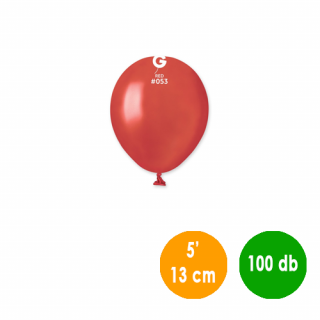 13 cm-es metál piros gumi léggömb - 100 db / csomag