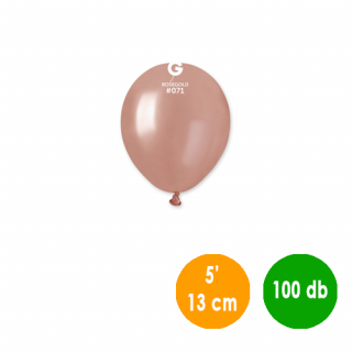 13 cm-es metál rosegold gumi léggömb - 100 db / csomag