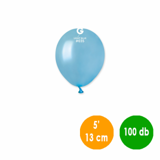 13 cm-es metál világoskék gumi léggömb - 100 db / csomag