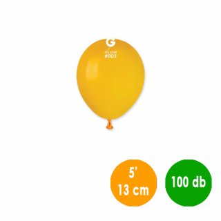 13 cm-es napsárga gumi léggömb - 100 db / csomag