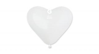 25 cm-es szív alakú fehér gumi léggömb - 100 db / csomag