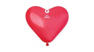 25 cm-es szív alakú piros gumi léggömb - 10 db / csomag