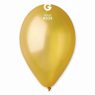 26 cm-es metál arany színű gumi léggömb - 100 db / csomag