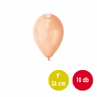 26 cm-es metál barack gumi léggömb - 10 db / csomag