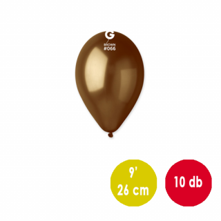 26 cm-es metál barna gumi léggömb - 10 db / csomag