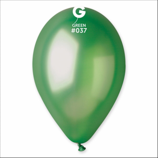 26 cm-es metál zöld gumi léggömb - 10 db / csomag