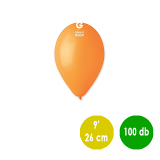 26 cm-es narancssárga gumi léggömb - 100 db / csomag