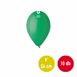 26 cm-es sötétzöld gumi léggömb - 10 db / csomag