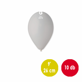 26 cm-es szürke gumi léggömb - 10 db / csomag