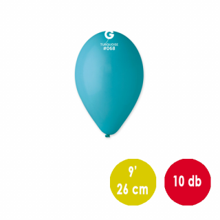 26 cm-es türkiz gumi léggömb - 10 db / csomag