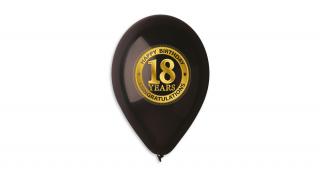 30 cm-es fekete 18. születésnapra gumi léggömb - 100 db / csomag