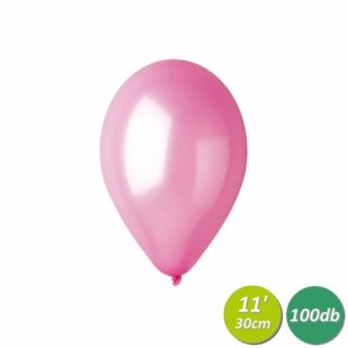 30 cm-es metál rózsaszín gumi léggömb - 100 db / csomag