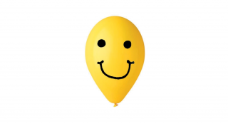 30 cm-es sárga smiley printelt gumi léggömb - 10 db / csomag